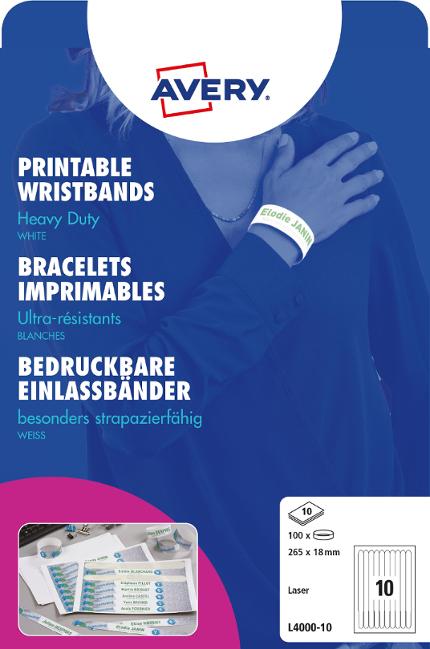 Armbånd AVERY hvit 265x18mm (100)