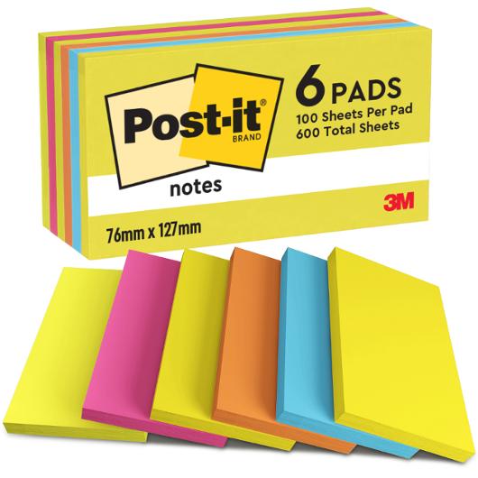 Notatblokk POST-IT 76x127 Energetic (6)