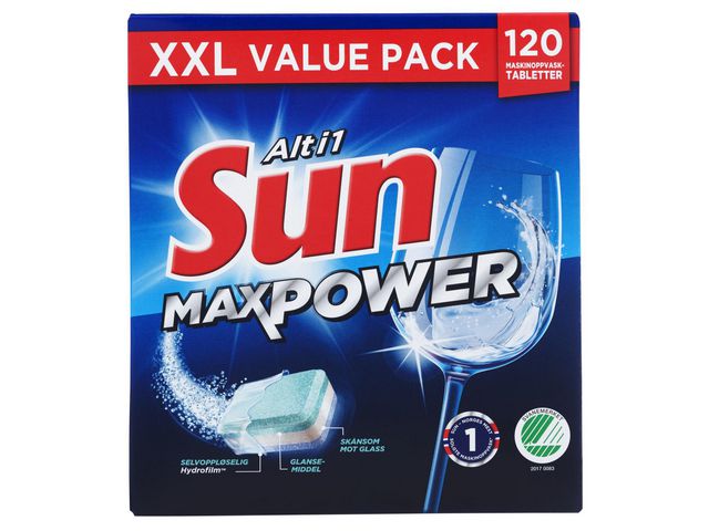 Maskinoppvask SUN MaxPower Alt i 1 (120)