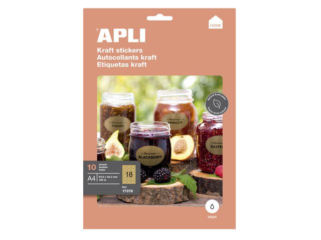 Etikett APLI kraft oval 63,5x42,3mm (10)