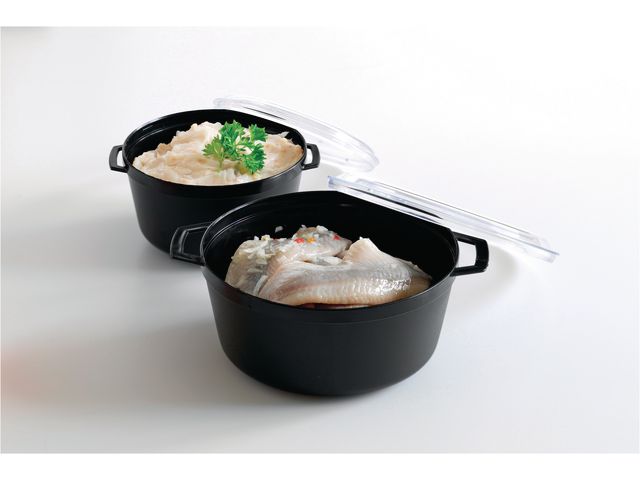 Plastgryte 0,75L med lokk sort (5)