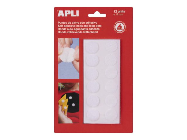 Borrelås APLI m.lim rund Ø19mm hvit (12)