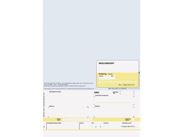 Giro med medlemskort A4 laser 1x (125)