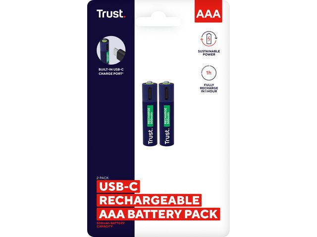 Batteri TRUST USB-C Oppladbare AAA (2)