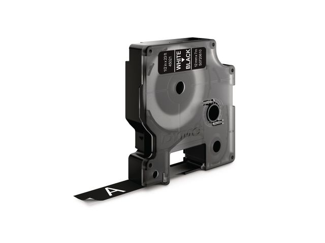 Tape DYMO D1 12mm x 7m hvit/sort
