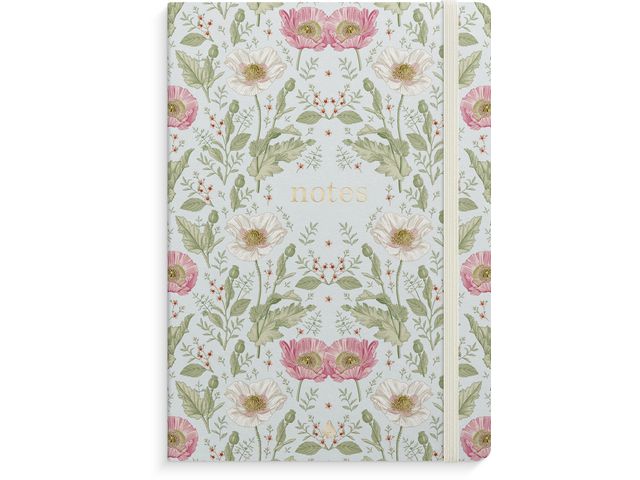 Notatbok BURDE Deluxe A5 blomst blå