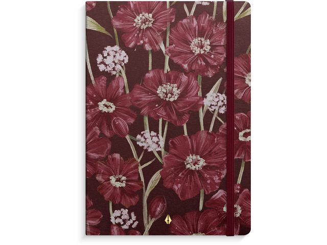 Notatbok BURDE Deluxe A5 blomst burg.