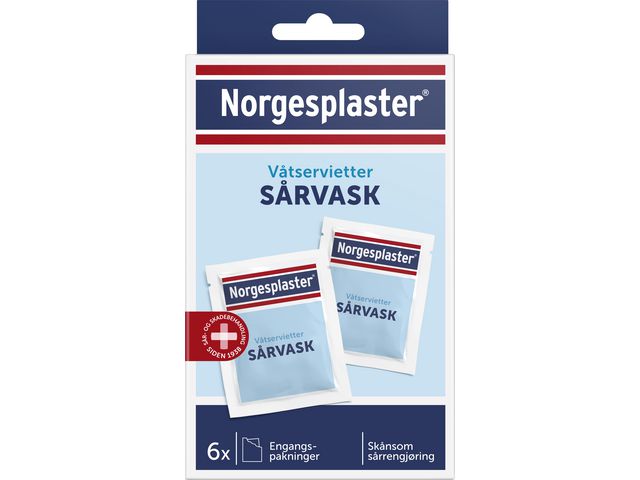 Sårvask NORGESPLASTER våtservietter (6)