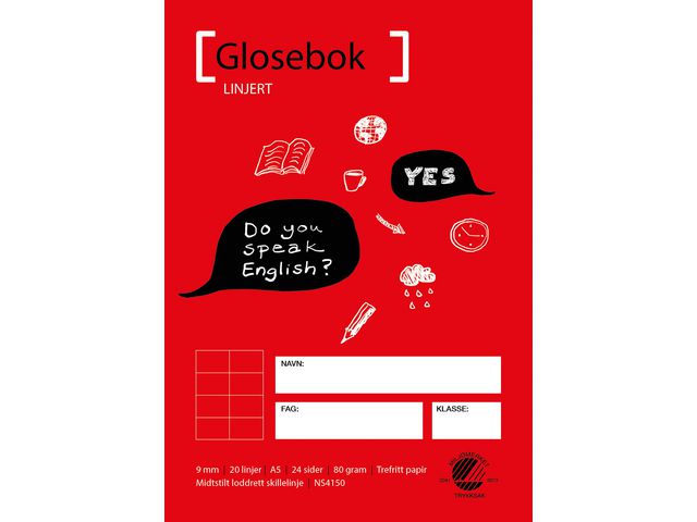 Glosebok A5 70g 24bl 9mm delelinje