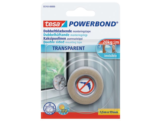 Tape TESA dobbelsidig transparent 1,5m