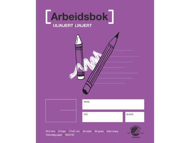 Arbeidsbok 17x21 80g 23,5mm ulin/linjert