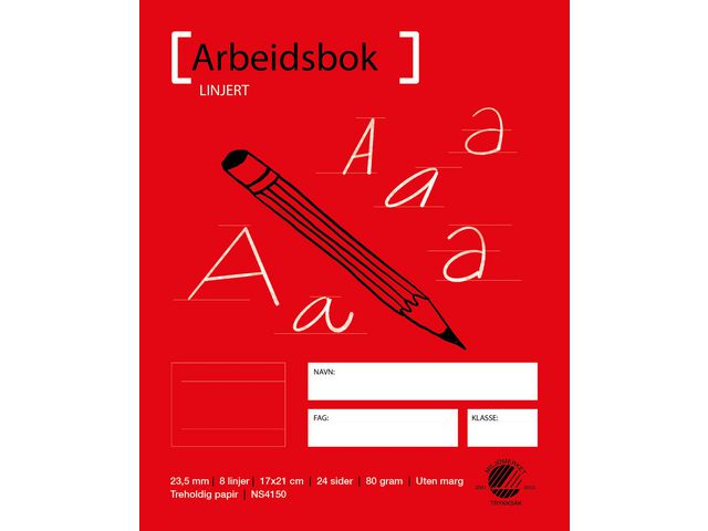 Arbeidsbok 17x21 80g 23,5mm linjert