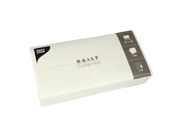 Serviett DAILY 2L 32cm 1/8br hvit (150)