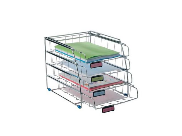 Brevkurv ALBA 4 hyller mesh sølv