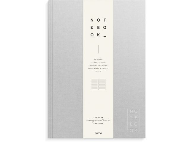 Skrivebok BURDE A4 linjer lys grå