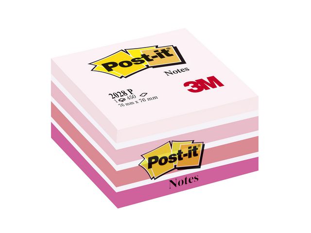 Notatkube POST-IT 76x76 ass rosa/hvit