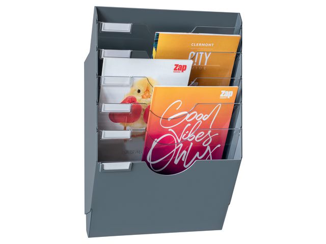 Brosjyrekurv CEP A4 6rom vegghengt grå