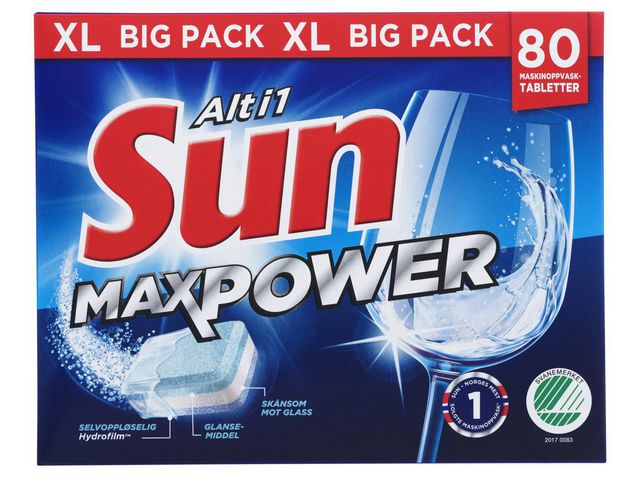 Maskinoppvask SUN MaxPower Alt i 1 (80)