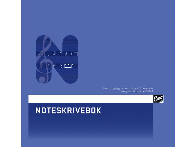 Noteskrivebok EMO 20x21cm 16blad6 linjer