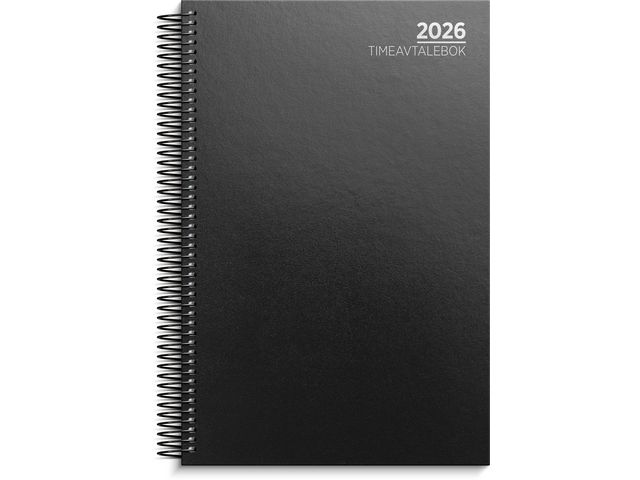 Timeavtalebok GRIEG spiral 2026 sort