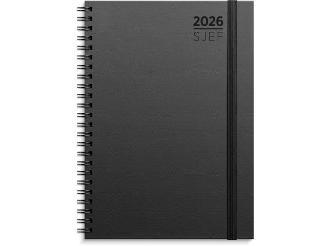Sjefskalender GRIEG A5 spiral 2026 sort