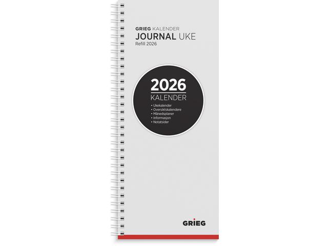 Journalkalender GRIEG 2026 spiral refill