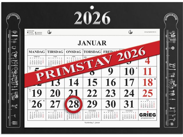 Magnetkalender GRIEG 2026 Primstav sort