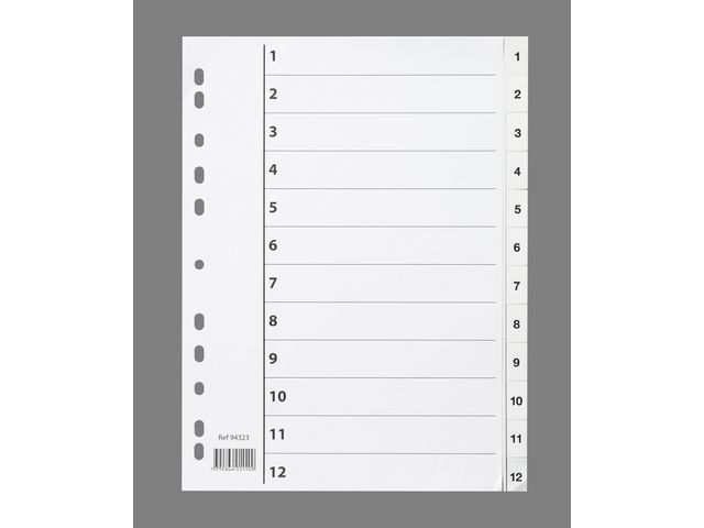 Register A4 PP 1-12 m/indeksark hvit