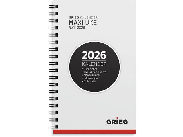 Lommekalender GRIEG Maxi 2026 refill