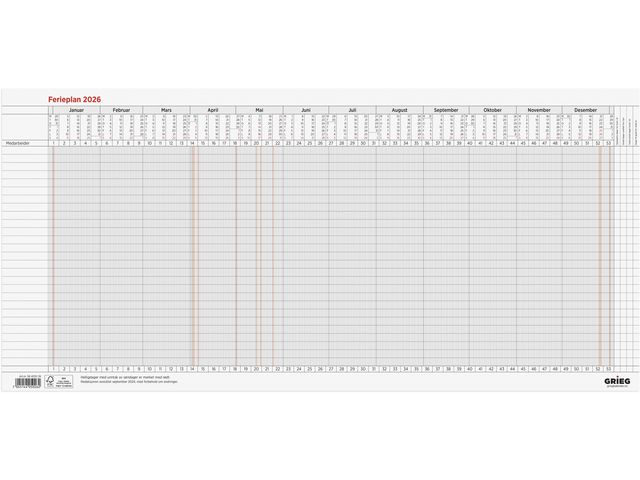 Ferieplan GRIEG 2026