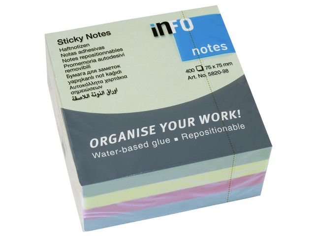 Notatkube INFO 75x75mm pastell