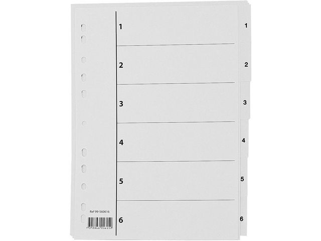 Register A4 PP 1-6 m/indeksark hvit