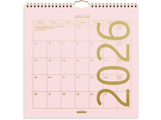 Veggkalender GRIEG 2026 Color