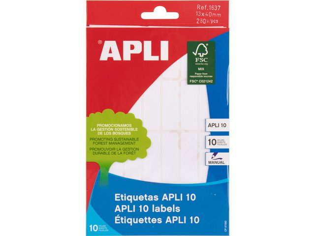 Etikett APLI 13x40mm hvit (280)