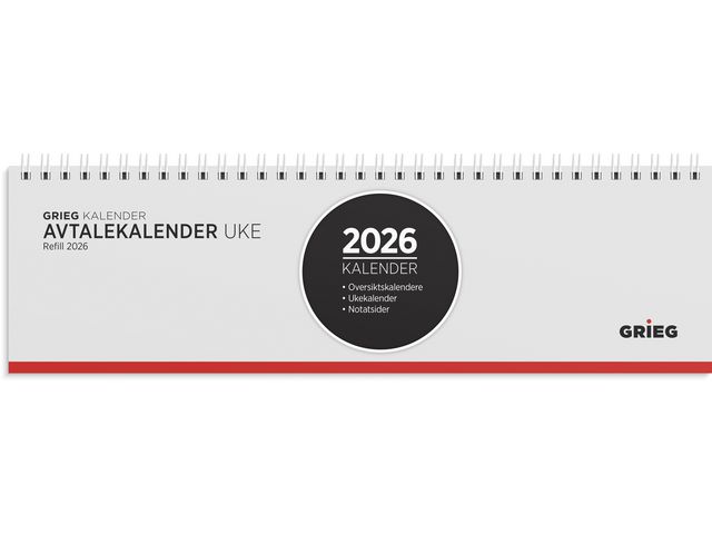 Avtalekalender GRIEG 2026 spiral