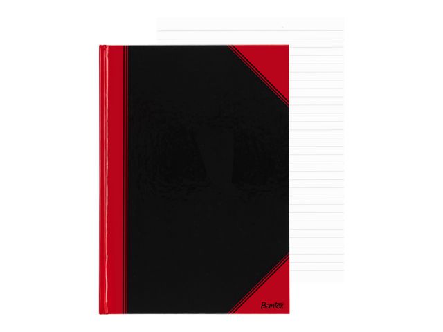 Protokoll A5 96 blad linjer sort/rød