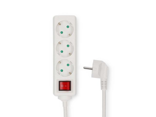 Forgrener NEDIS 3-veis m/bryter 5m hvit