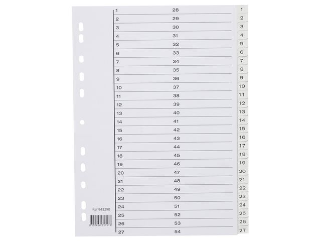 Register A4 PP 1-54 m/indeksark hvit