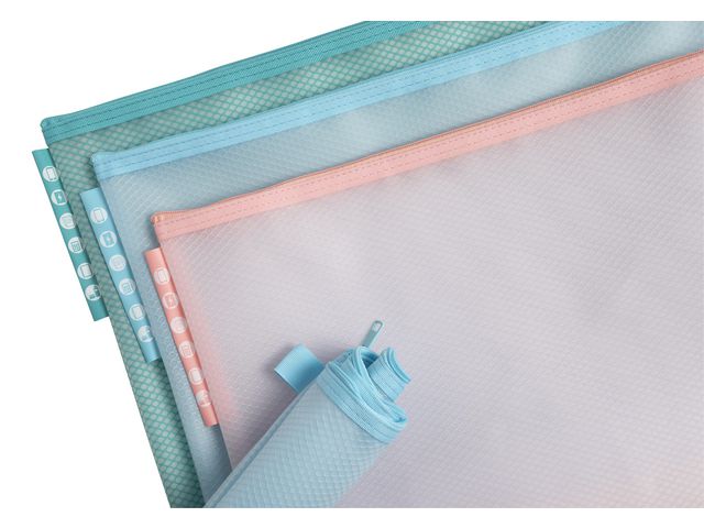 Oppbevaringslomme gl.lås A4 Pastell ass