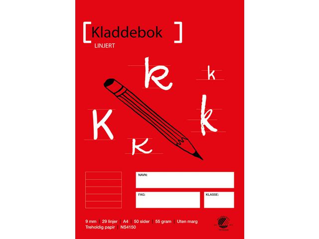 Kladdebok A4 55g 50bl 9mm linjer