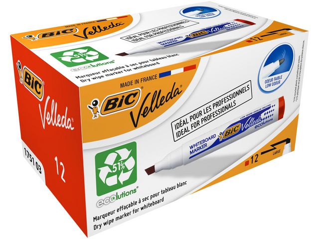 Whiteboardpenn BIC Velleda 1751 skrå rød