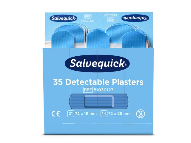 Plaster SALVEQUICK detectable blå (6x35)