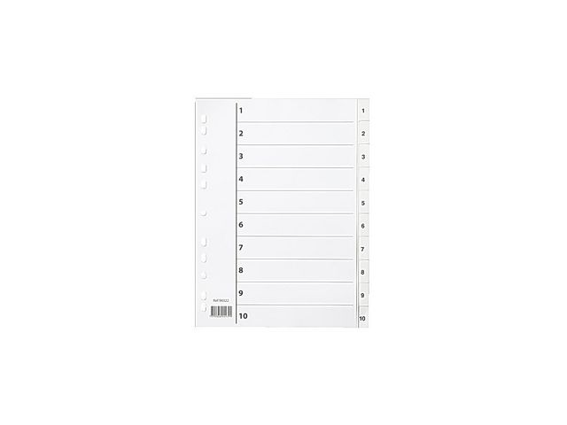 Register A4 PP 1-10 m/indeksark hvit