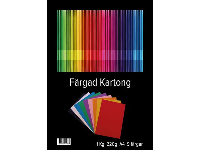 Kartong A4 220g 9 farger 1kg(72)