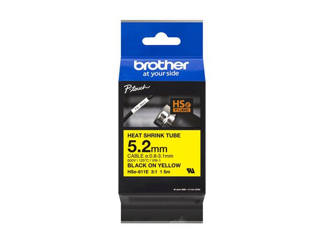 BROTHER Heat Shrink Tube Black on Yellow