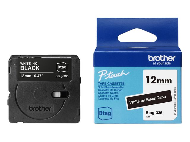 Tape BROTHER BTAG335 12mmx4m hvit/sort