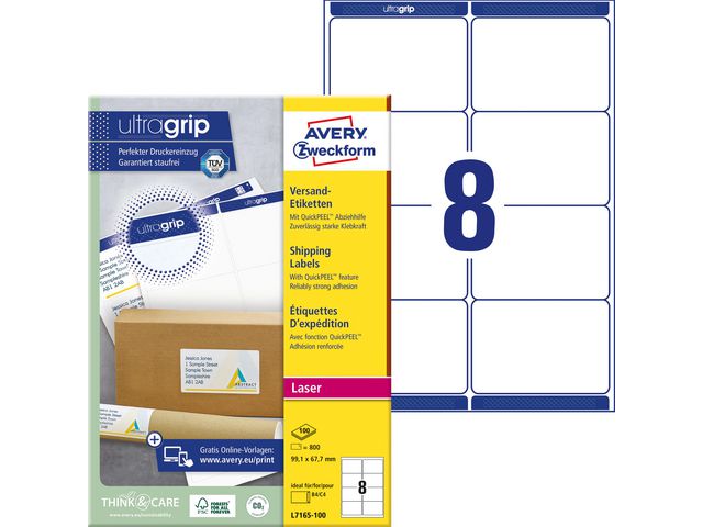 Etikett AVERY laser 99,1x67,7mm (800)