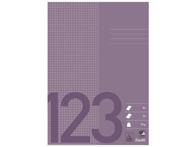 Skrivebok BANTEX A4 80g 32bl 5x5mm rutet
