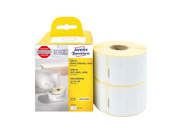 Etikett AVERY adresse 89x36mm (520)