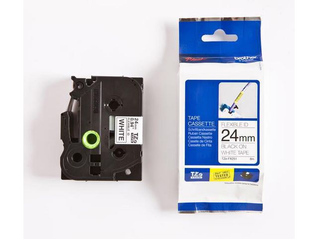 Tape BROTHER TZe-FX251 24mmx8m sort/hvit